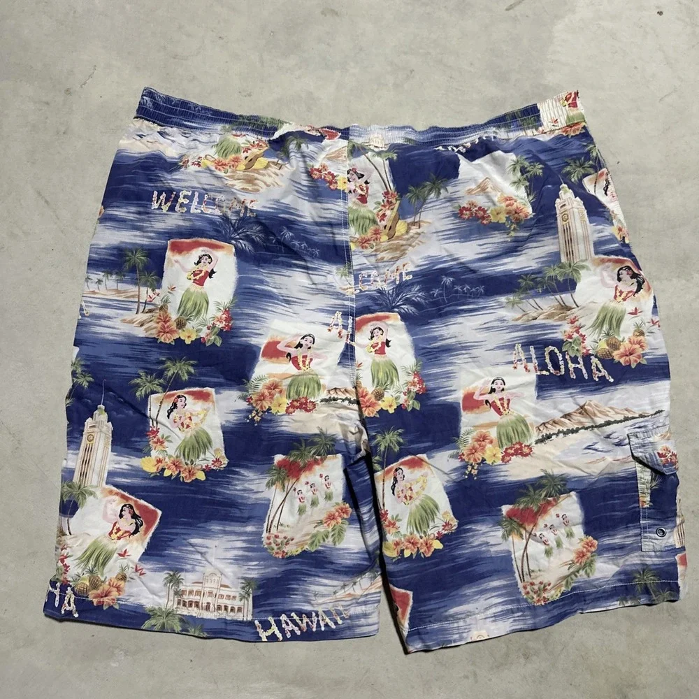 Ralph Lauren Polo Board Shorts Trunks SZ 3XLT Multicolor Hawaiian Theme AOP